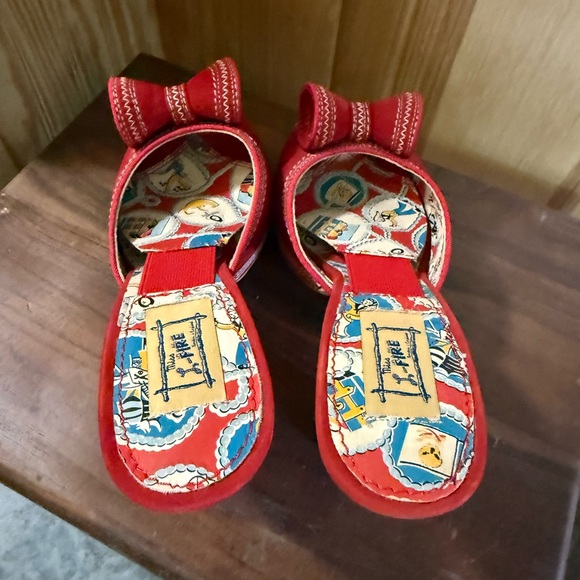 Miss L Fire Lola Red Suede Platform Heels with Bow - Picture 6 of 12